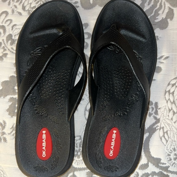 Okabashi Women’s Flip Flops Size Large Black Slip-on Thong Sandals - Picture 1 of 8